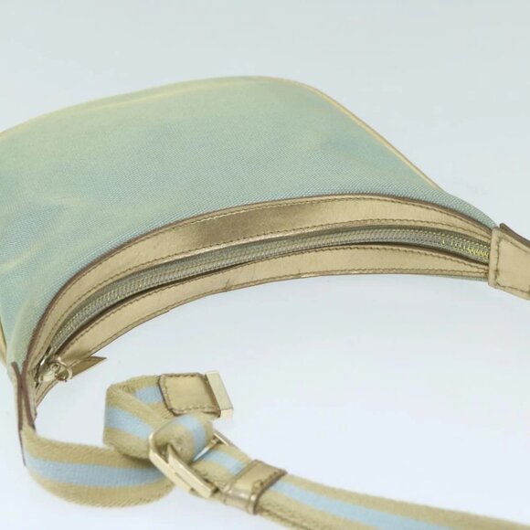 GUCCI Sherry Line Shoulder Bag Canvas Beige Light Blue 005 0814 Auth 64388 - Picture 15 of 16